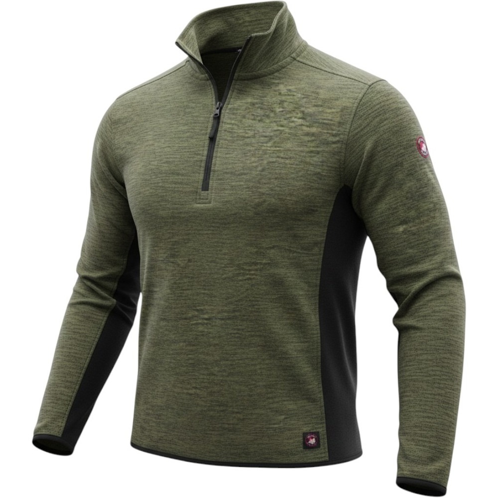 Canada Weathergear Mens Large Green Heathered Quarter Zip Pullover Fleece Jacket